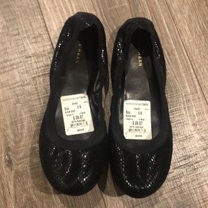Cole Haan Size 8 NWT Black Python Shiny Flats.